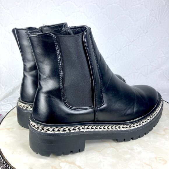 ASOS Truffle Collection Chunky Chelsea Boots Sz 7 Wide Black Retro Y2K Booties - Picture 11 of 15